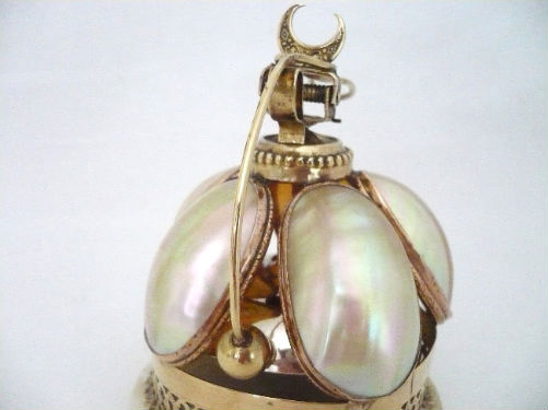 Ancienne CLOCHE de TABLE-Nacre et Bronze-Epoque Napoleon III
