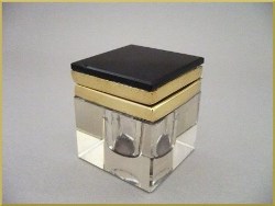 Ancien ENCRIER en Cristal et Onyx Noir ...