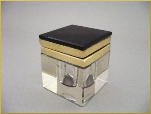 Ancien ENCRIER en Cristal et Onyx Noir ...