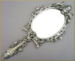 MIROIR Face &agrave; Main Style Louis XVI - Bronze Argent&eacute; - Epoque XIXe ...