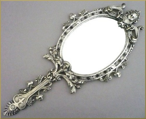 MIROIR Face &agrave; Main Style Louis XVI - Bronze Argent&eacute; - Epoque XIXe ...