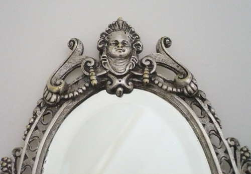 MIROIR Face &agrave; Main Style Louis XVI - Bronze Argent&eacute; - Epoque XIXe ...