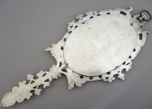 MIROIR Face &agrave; Main Style Louis XVI - Bronze Argent&eacute; - Epoque XIXe ...