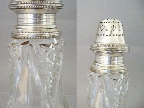 SAUPOUDREUSE Ancienne - Cristal Taill&eacute;-Bouchon M&eacute;tal Argent&eacute; ...