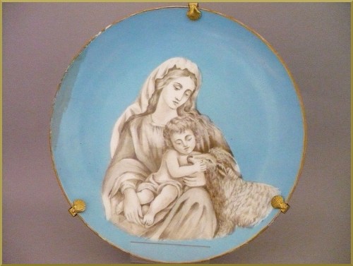 PLAT Porcelaine Ancienne - Peint &agrave; la Main - Epoque XIXe ...