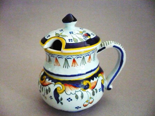 MOUTARDIER en Faience-Geo MARTEL-D&eacute;b. XXe