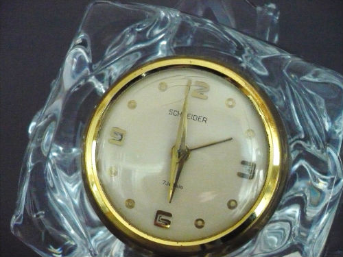 PENDULE de Table en Cristal-SCHNEIDER