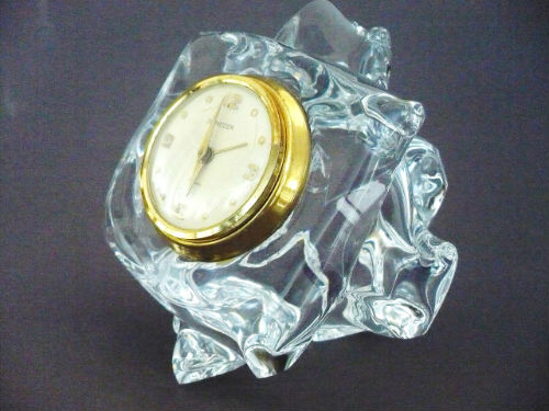 PENDULE de Table en Cristal-SCHNEIDER