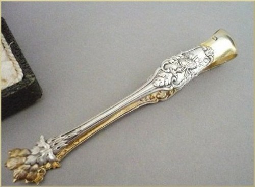 PINCE &agrave; SUCRE Argent Massif Vermeil et Coffret ...